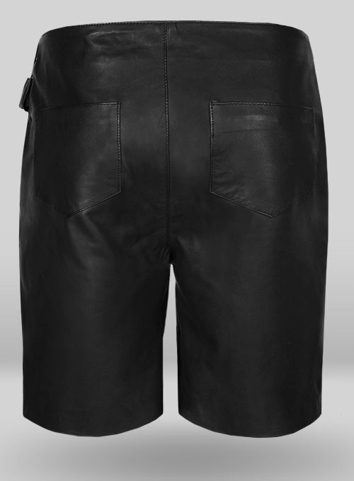 (image for) Soft Rich Black Leather Cargo Shorts Style # 377 - Click Image to Close