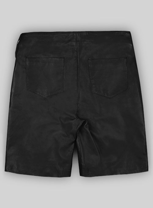 (image for) Soft Rich Black Leather Cargo Shorts Style # 377 - Click Image to Close