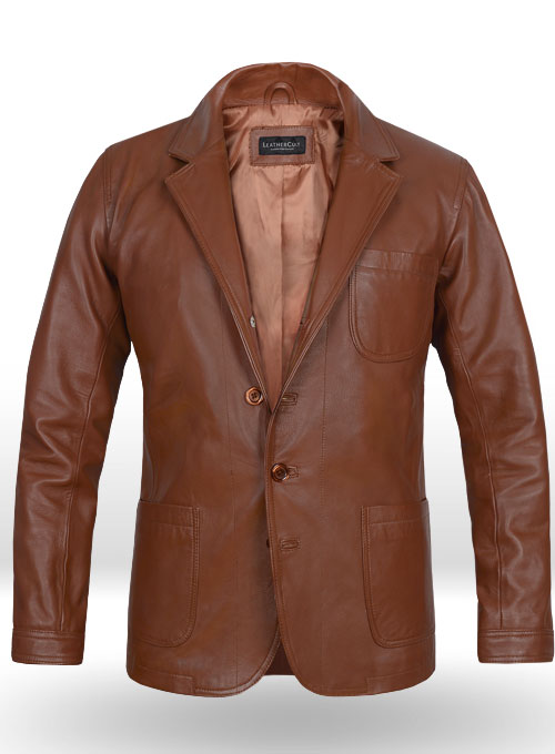 (image for) Tan Brown Daniel Craig Leather Blazer - Click Image to Close