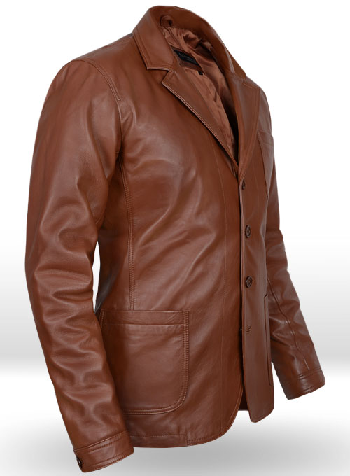 (image for) Tan Brown Daniel Craig Leather Blazer - Click Image to Close