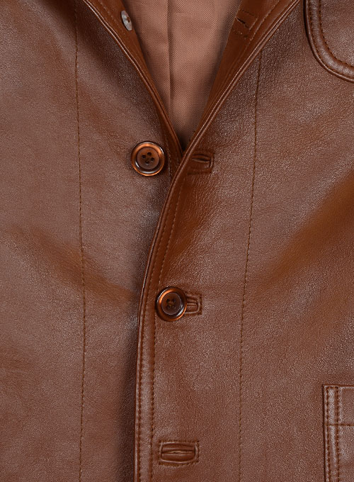 (image for) Tan Brown Daniel Craig Leather Blazer - Click Image to Close