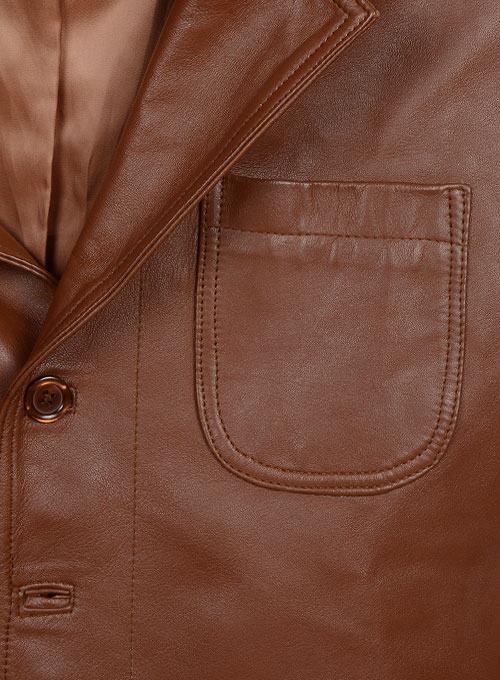 (image for) Tan Brown Daniel Craig Leather Blazer - Click Image to Close