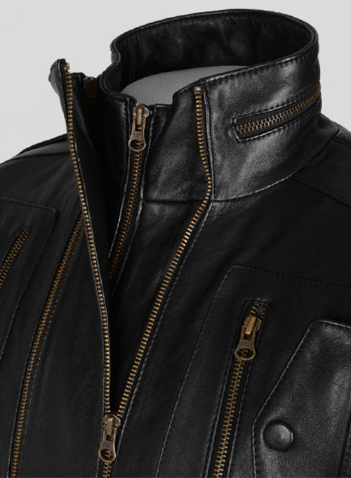 (image for) Thick Black Leather Jacket # 641 - Click Image to Close