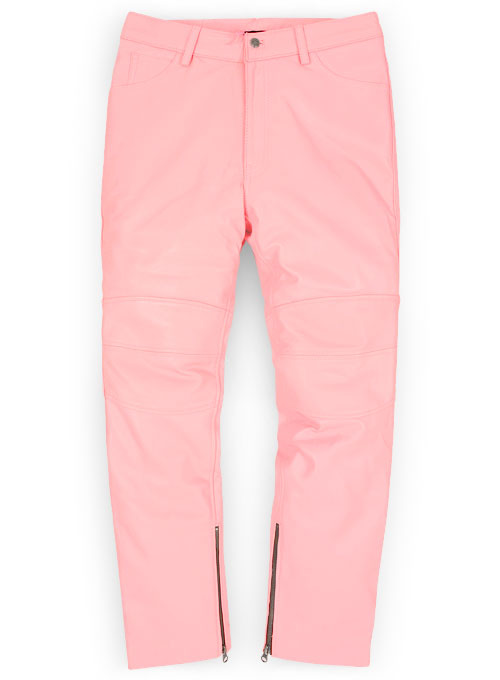 (image for) Light Pink Leather Biker Jeans - Style #1