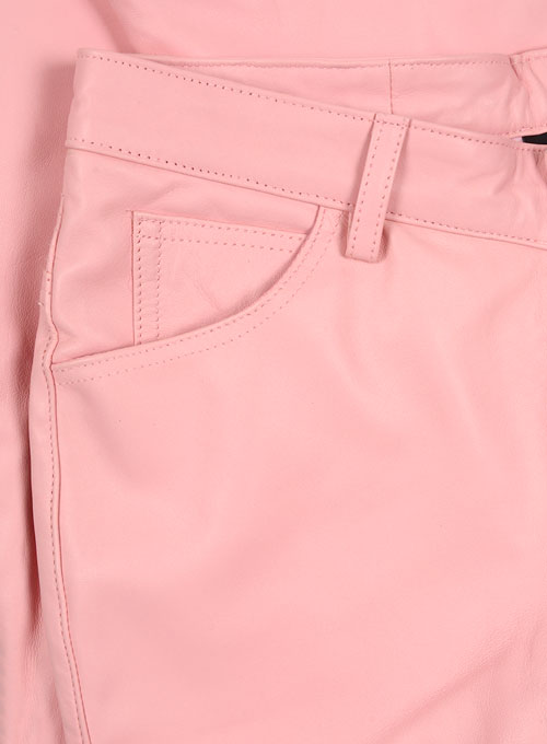 (image for) Light Pink Leather Biker Jeans - Style #1 - Click Image to Close