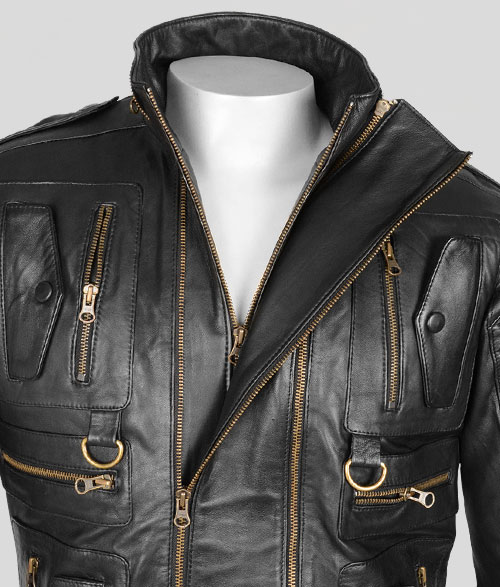 (image for) Thick Black Leather Jacket # 641 - Click Image to Close