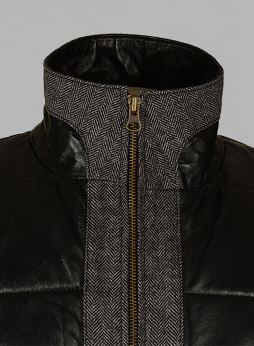 (image for) Gray Tweed Leather Combo Jacket # 643 - Click Image to Close