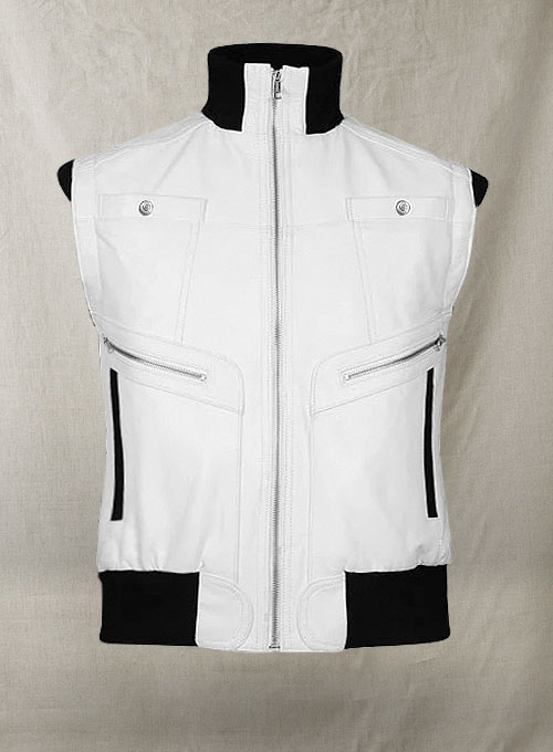 (image for) White Leather Biker Vest # 314 - Click Image to Close