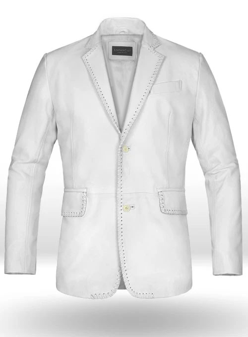 (image for) White Medieval Leather Blazer - Click Image to Close