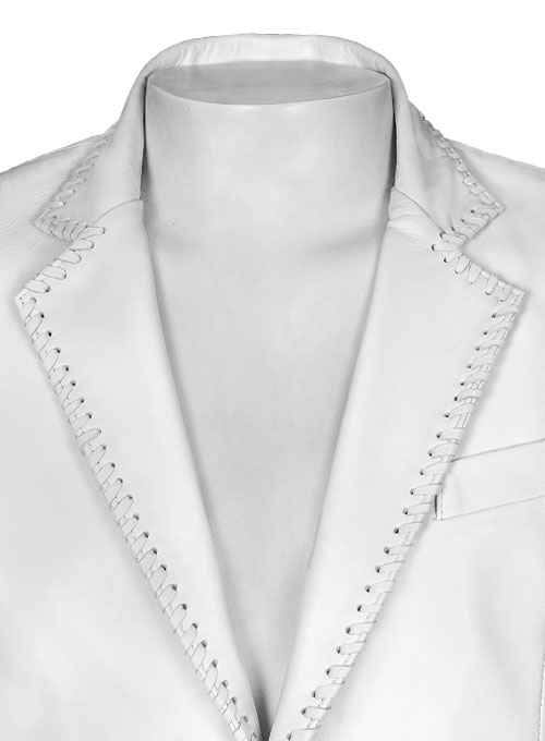 (image for) White Medieval Leather Blazer - Click Image to Close