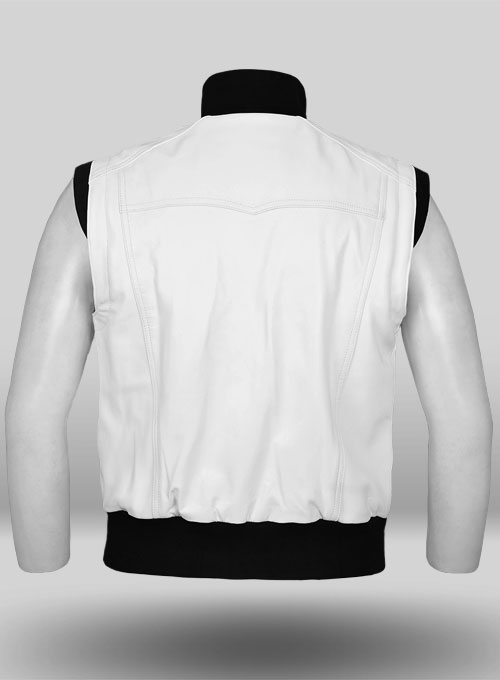 (image for) White Leather Biker Vest # 314 - Click Image to Close