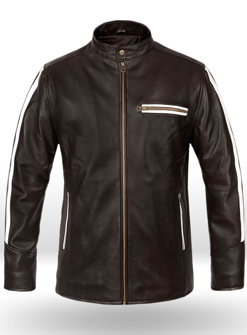 (image for) White Stripe Leather Jacket # 100 - Click Image to Close