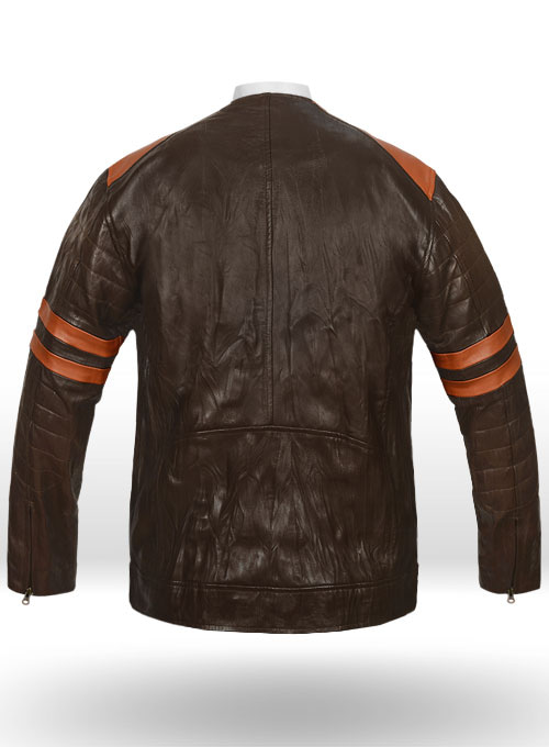 (image for) Wrinkled Brown Leather Fighter T-Shirt Jacket