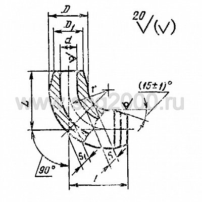 Колено без опоры исполнения 1, с углом 90°, Dу 80 мм, на условное давление Ру 100 МПа согласно табл. 1 ГОСТ 22818-83, из стали 12Х18Н10Т | Фото №4 Колено без опоры исполнения 1, с углом 90°, Dу 80 мм, на условное давление Ру 100 МПа согласно табл. 1 ГОСТ 22818-83, из стали 12Х18Н10Т | Фото №4