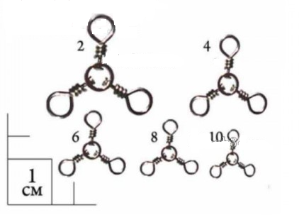 Вертлюжки Gurza-3-way swivels (тройной) ВК № 4 (5шт./уп)						