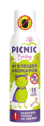 Аэрозоль от клещей и комаров 125 мл ПИКНИК Baby