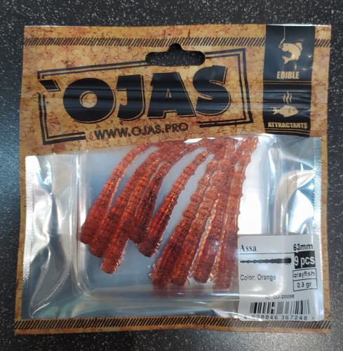 Приманка Assa53, Orange,7шт/пакет+блистер, аромат Рак-рыба,OJAS