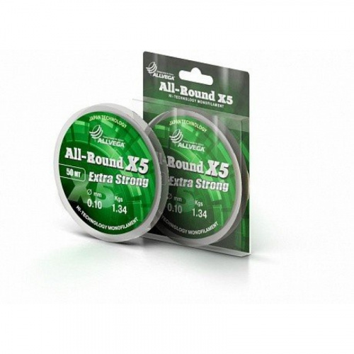 Леска  ALLVEGA  "ALL-ROUND X5" 0.35мм (100м) (11,52кг) (прозрачная)											