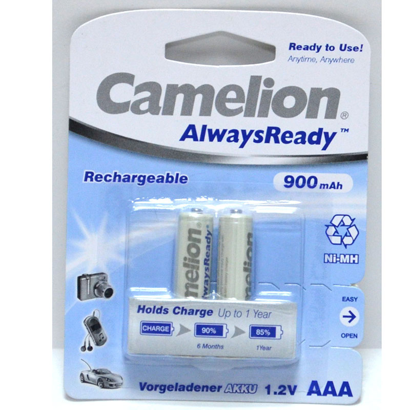 аккумулятор Camelion R03 900mAh BL2  (Always Ready, Ni-Mh)     2/24																																	