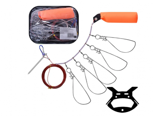 кукан тип-1 - С ПОПЛАВКОМ (металлический тросик, 7 карабинов