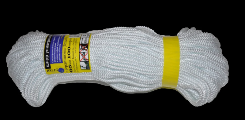 Шнур универсальный с сердечником 5,0мм 100м (белый) (К) шсс5-100б