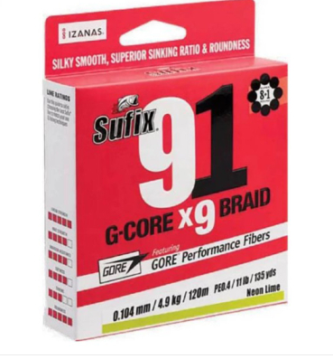 Леска плетеная SUFIX 91 BRAID зеленый 150 м 0.104 мм 4,9 кг	