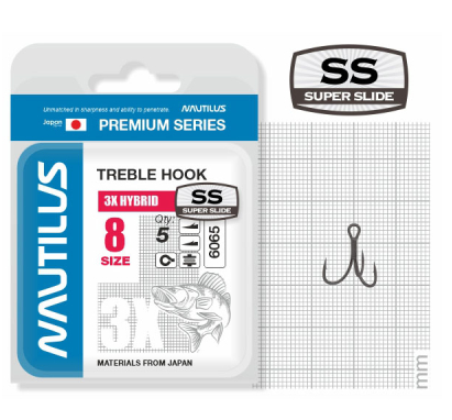 Крючок тройной Nautilus 3X Hybrid Premium Series 6065SS №8 (5шт