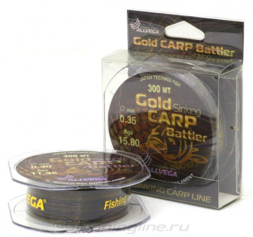 Леска монофильная ALLVEGA "Gold Carp Battler" 150м 0,25мм (8,36кг) коричневая,тонущая