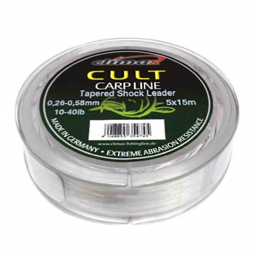 Шок-лидер конусный Climax CULT Tap.Shock Leader 5x15m 0,28-0,58mm /12-40lb		