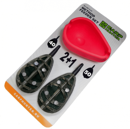 Набор флэт кормушек + форма для прикормки CarpHunter In-Line Flat Method Feeder Set 40гр+50гр		