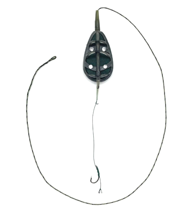 Готовый карповый монтаж с кормушкой In-line Flat method feeder MIDI 50г 1 крючок CarpHunter