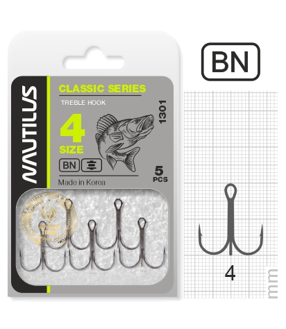 Крючок тройной Nautilus Treble Classic series 1301 № 4	