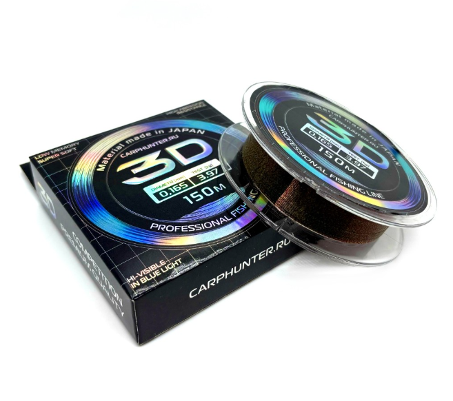 Универсальная монофильная леска CARPHUNTER 3D 0,165мм 3,97кг 150м Camo (Fluo Green)	