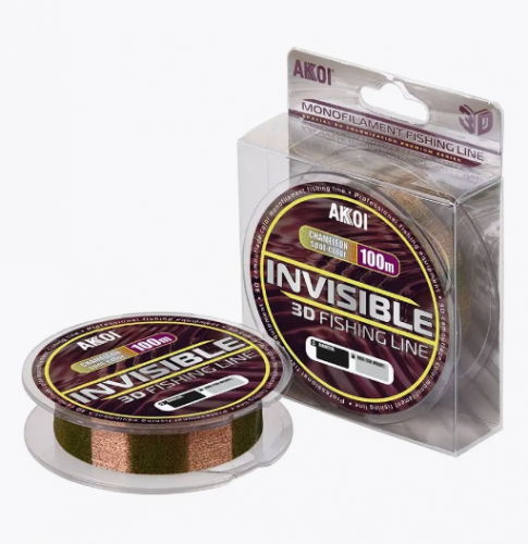 Леска AKKOI INVISIBLE 3D 100m chameleon 0.12mm (2.94kg)					