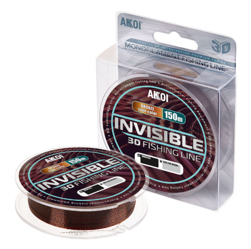 Монофильная леска AKKOI INVISIBLE 3D хамелеон с бронзой (150m) ф-0,14mm (4,10 кг) (уп 4шт)							