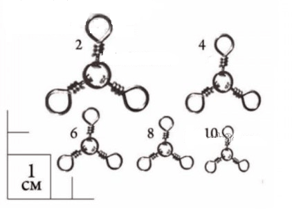 Вертлюжки Gurza-3-way swivels (тройной) ВК № 8 (10шт./уп)						