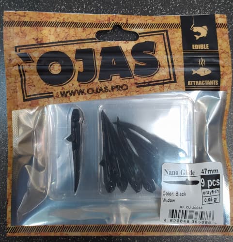 Приманка NanoGlide47, Black  Widow,9шт/пакет+блистер, аромат Рак-рыба,OJAS