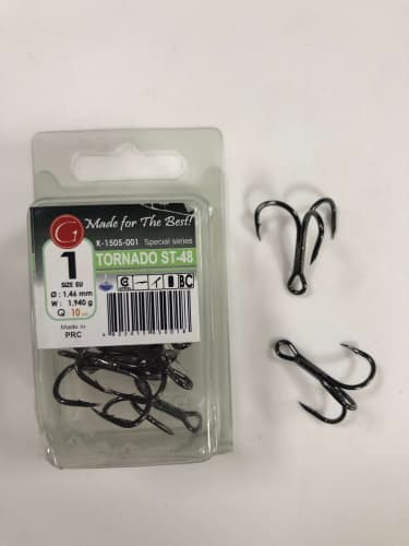 Крючки Gurza-Round treble hook ST-48 TORNADO  № 4 BC (d 1.07mm)