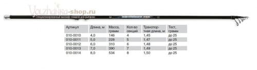Удилище с/к "Волжанка Комфорт" 7,0м (7 секции) тест до 25гр