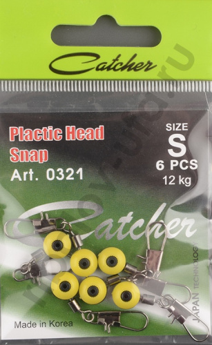 карабин "Catcher" PLASTIC HEAD SNAP # 0321 (6шт в пачке, размер S, 12кг)