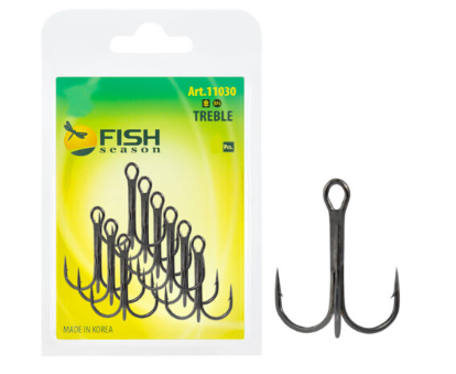 Крючок ТРОЙНОЙ с круглым поддевом, №6, покрытие BN (уп. 12 шт.)	