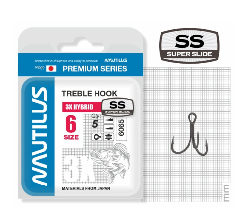 Крючок тройной Nautilus 3X Hybrid Premium Series 6065SS №6 (5шт)
