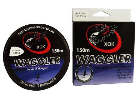 леска "ХОК" WAGGLER (монофильная, тонущая, черная, 150м, 0.18мм, 3.15кг)																				