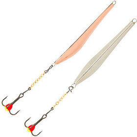 Блесна вертикал. зим. Lucky John DOUBLE BLADE с цеп. и тр. 55мм CS блистер						