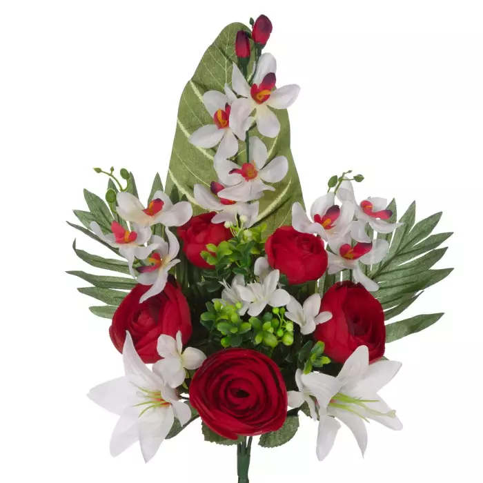Ramo ranúnculos y orquídeas artificiales rojo 50 · Funerario · Ramos flores artificiales · La Llimona home Ramo ranúnculos y orquídeas artificiales rojo 50 · Funerario · Ramos flores artificiales · La Llimona home