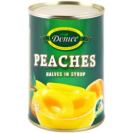 Domee Peach Halves Syrup 12x425g - Bulkbox Wholesale