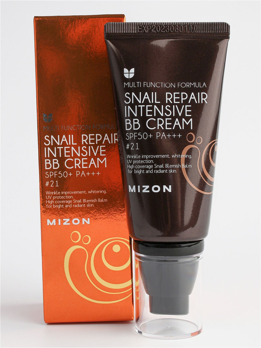РА+++ #21 ББ-крем с экстрактом муцина улитки 50мл MIZON Snail Repair Intensive BB Cream SPF50+ РА+++ #21 ББ-крем с экстрактом муцина улитки 50мл MIZON Snail Repair Intensive BB Cream SPF50+