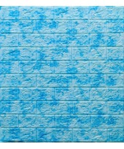 Самоклеющаяся 3D панель под кирпич голубой мрамор 700x770x5мм
