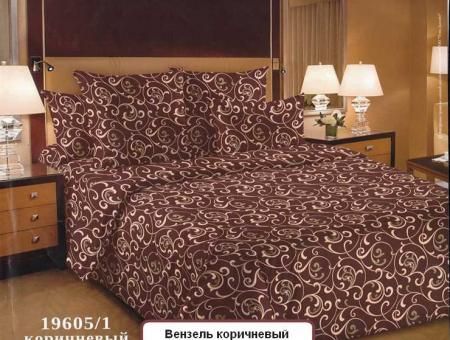 Коричневое постельное белье "Вензель"