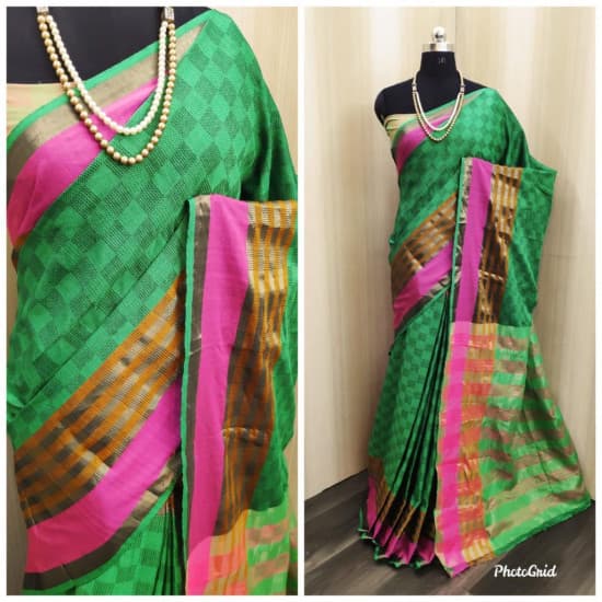 Dynamic Green Color Soft Cotton Designer Silk Saree 